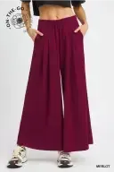 Merlot Wide Leg Pants With Pockets