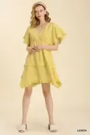 UMA0560 Lemon Tweed Widesleeve Dress