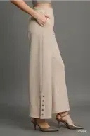Stone Ribbed Wide Leg Pants   X-Large