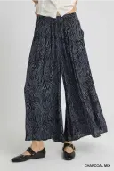 UMNC1000 Charcoal Mix Zebra Print Wide Leg Pants