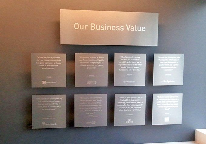 Client: AppDynamics, Project: Interior dimensional lobby logo