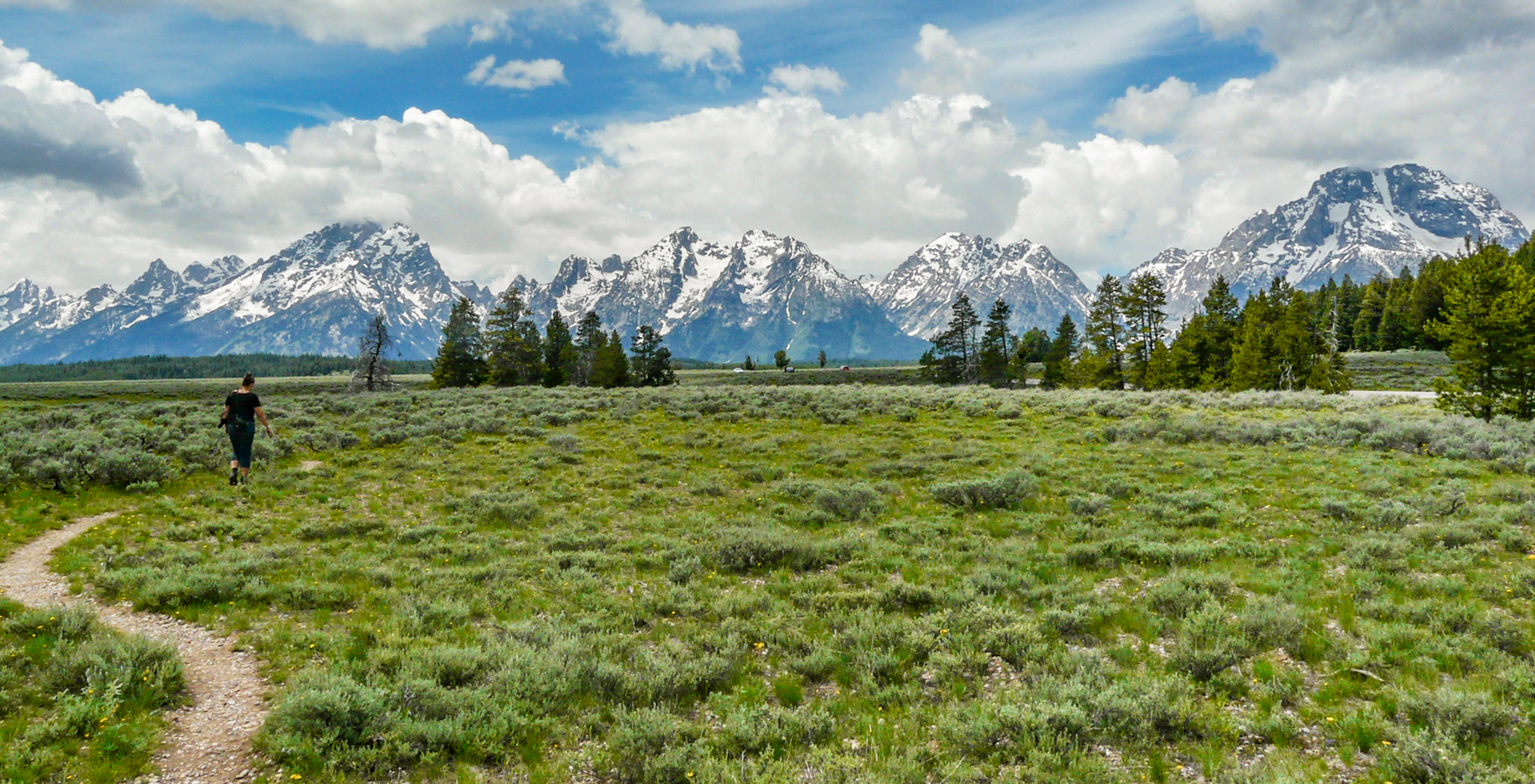 Photo of Françoise Vaal hiking a trail in Grand Teton National Park