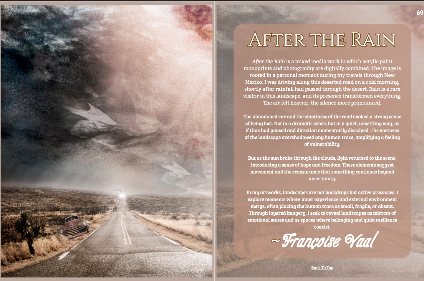 photo of mixed media collage of a rugged landscape in New Mexico made by Françoise Vaal