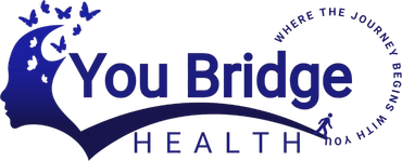 A logo for you bridge health with a woman 's head and birds