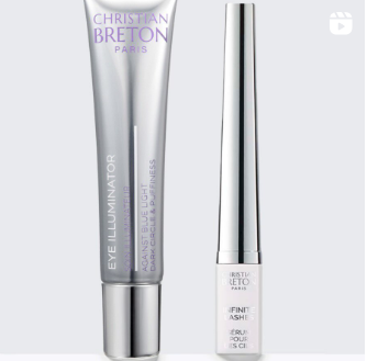 Un tubo de iluminador de ojos christian breton junto a un tubo de delineador de ojos