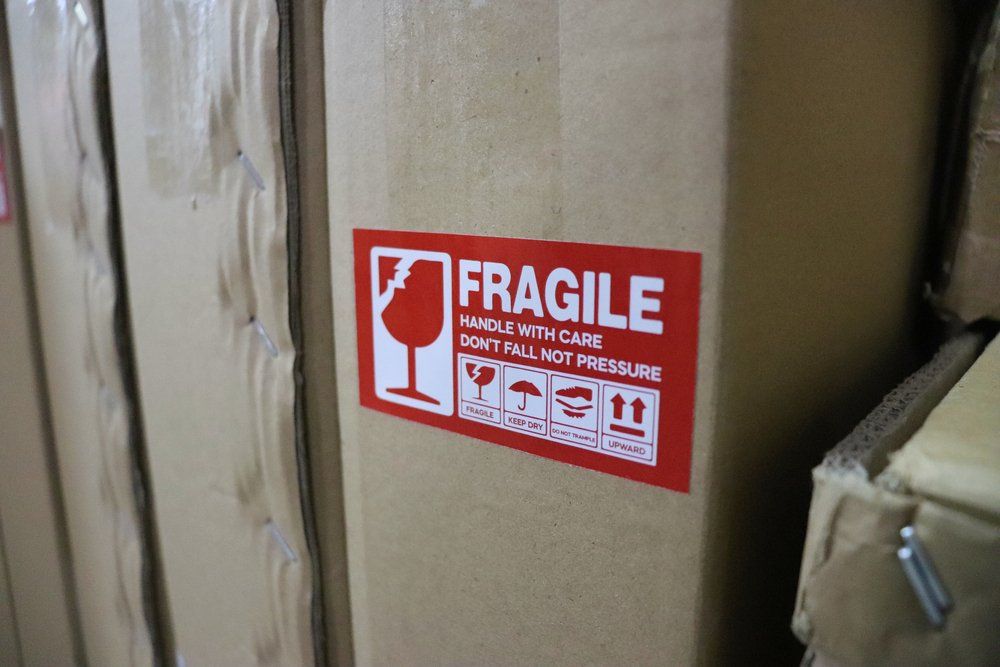 Packaging Box With Fragile Sticker — — Furniture Removalists in Maryborough QLD
