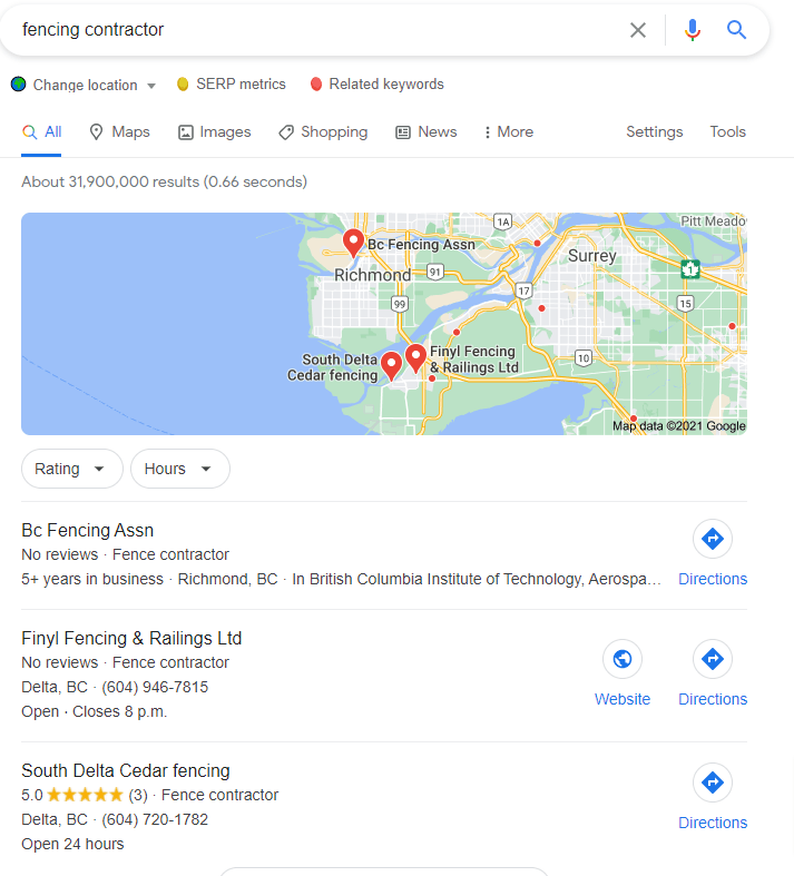 changed my Location Guard options back to real location so now my Google Search results reflect my actual physical location in Richmond, BC, Canada