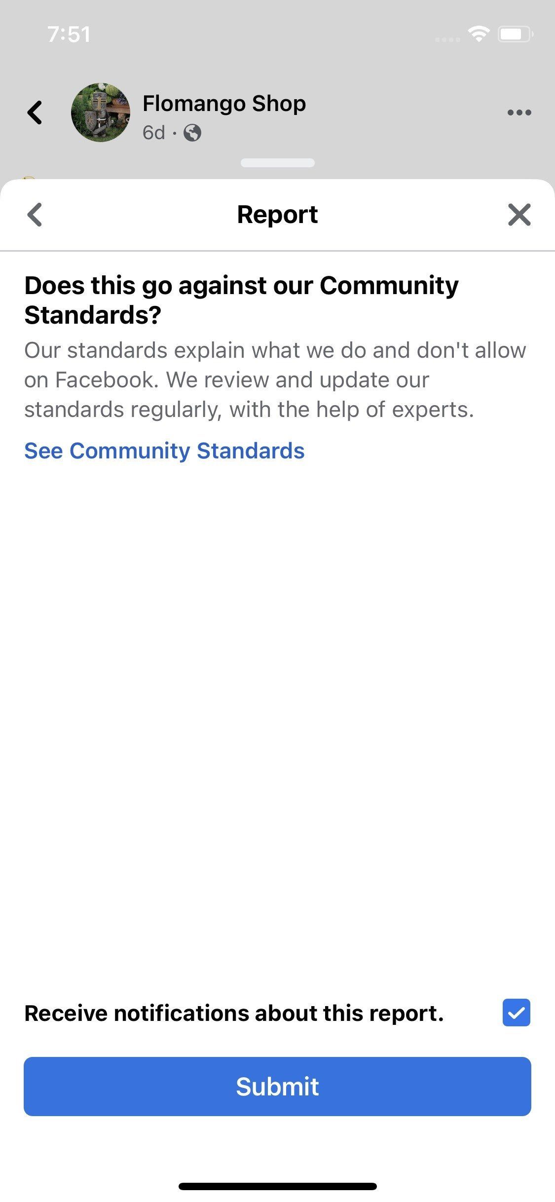 steps for reporting a scam post