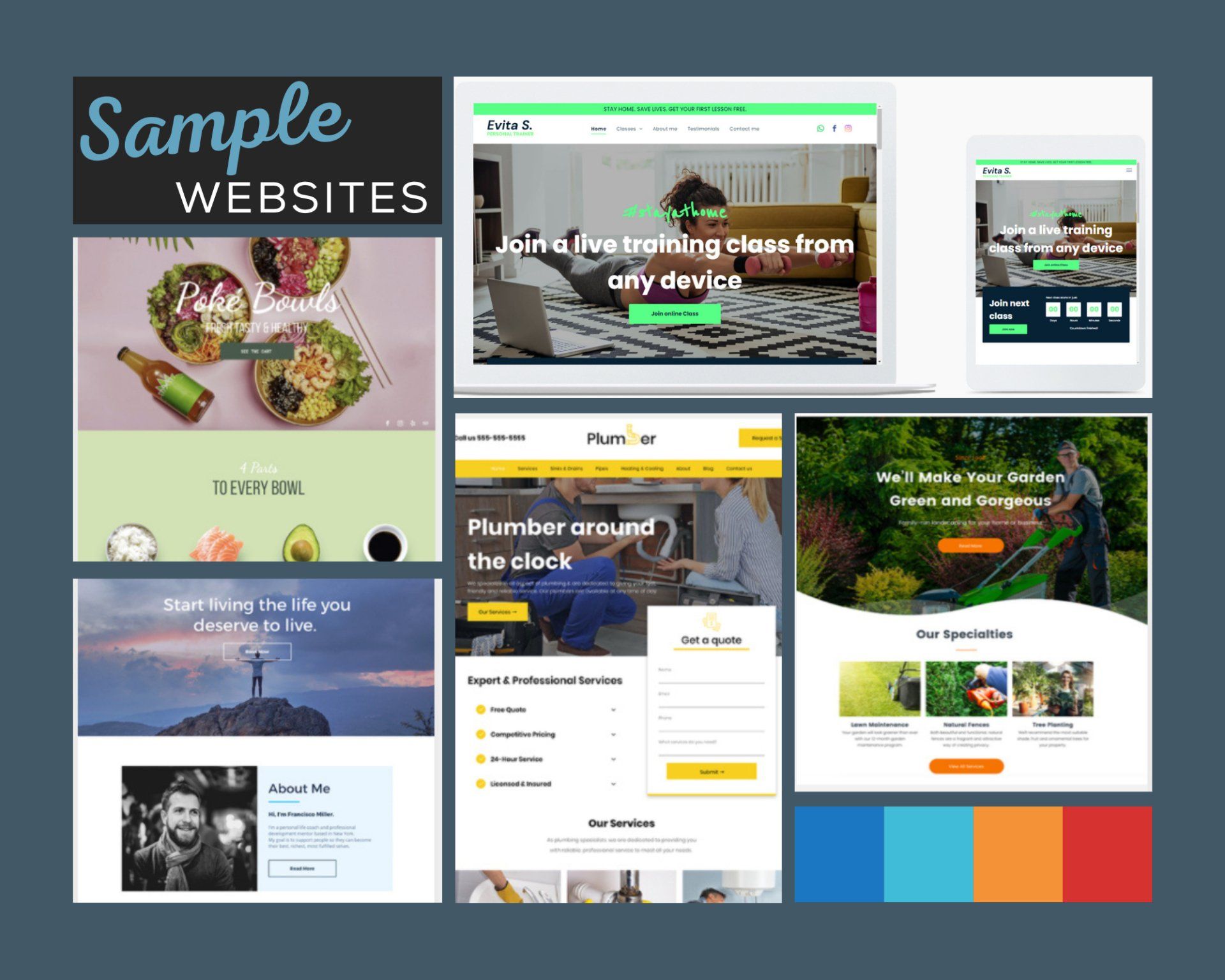 Collage of Sample Website Templates