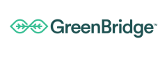 A green bridge logo on a white background