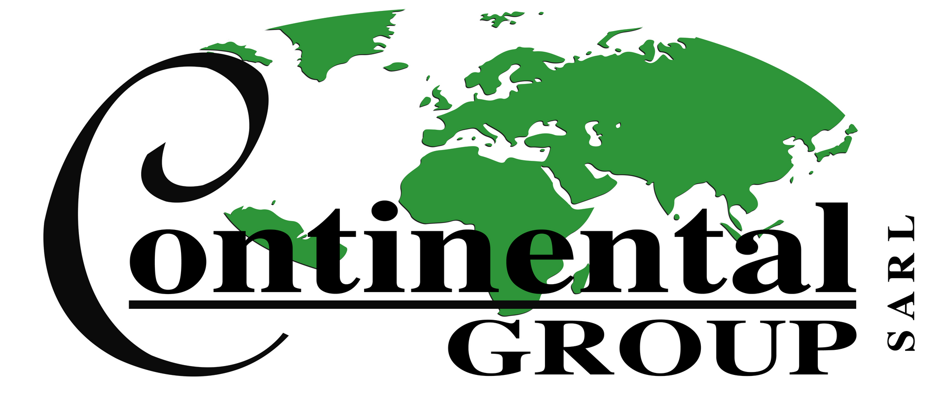 A logo for continental group with a map of the world