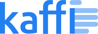 The word kaffe is written in blue on a white background