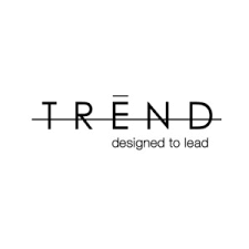 A black and white logo for a company called trend designed to lead.