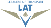 The logo for lebanese air transport is a blue and white triangle with wings.
