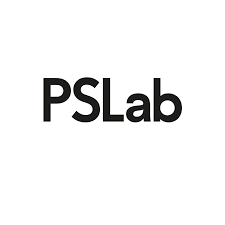A black and white logo for pslab on a white background.