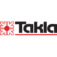 A black and red logo for a company called takla.