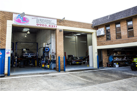 A garage with a sign that says ' a ' on it