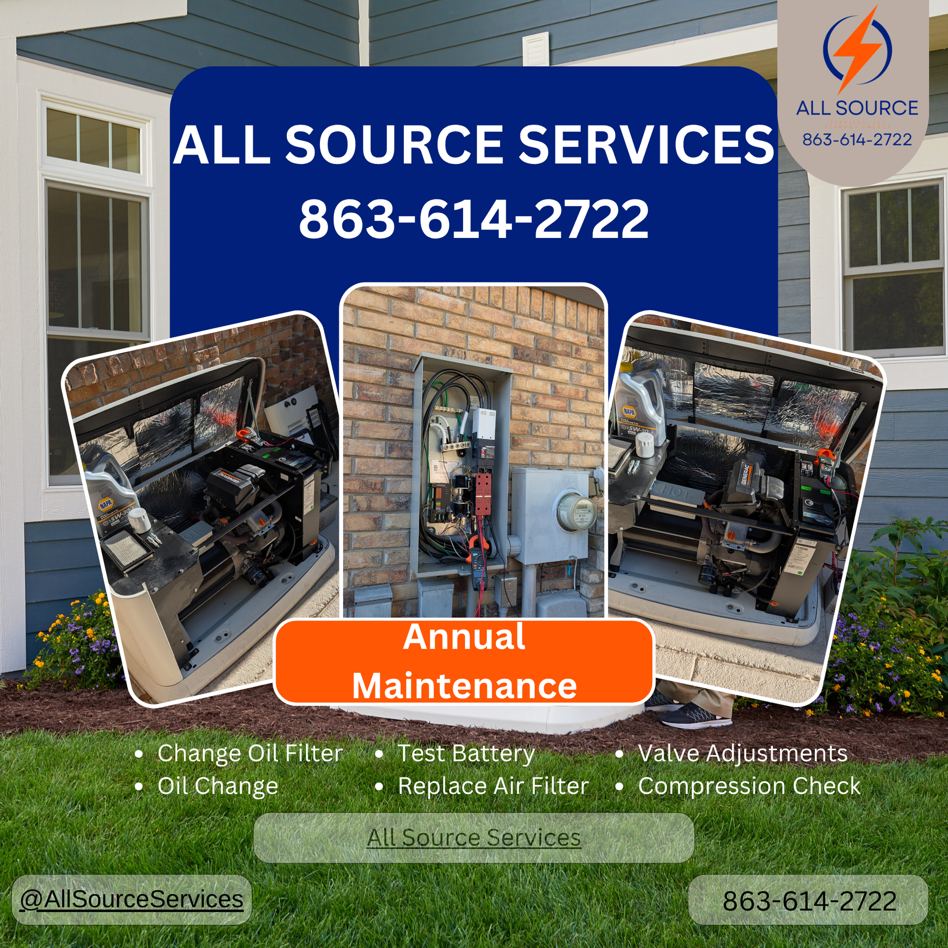 Rows of orange and black portable generators on display.