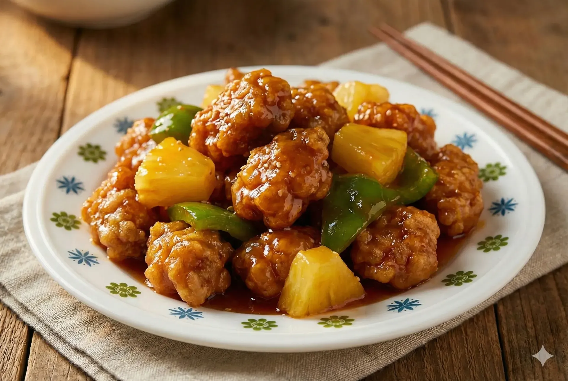Hand sprinkling seasoning onto chopped vegetables in a stone bowl.