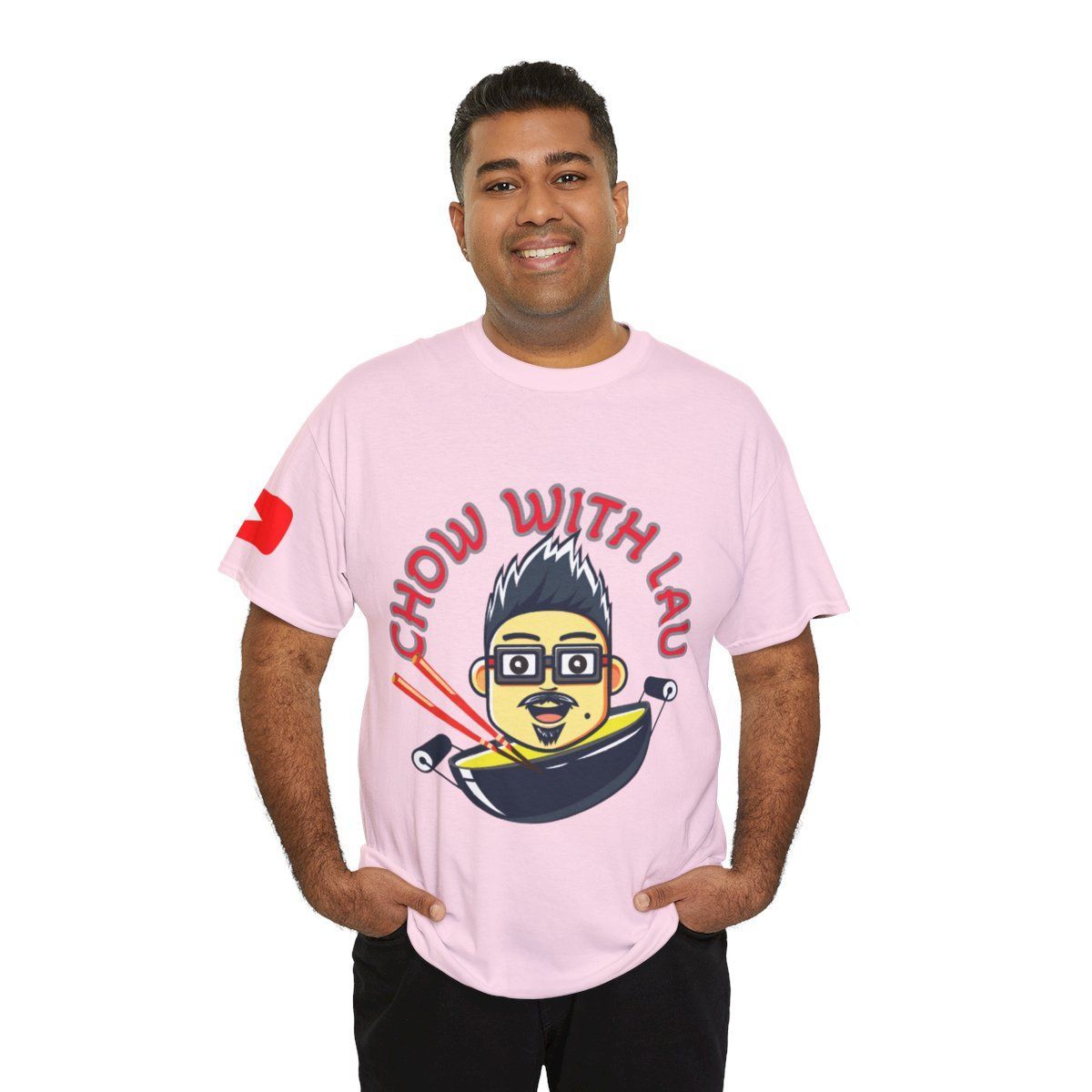 Man wearing a pink 