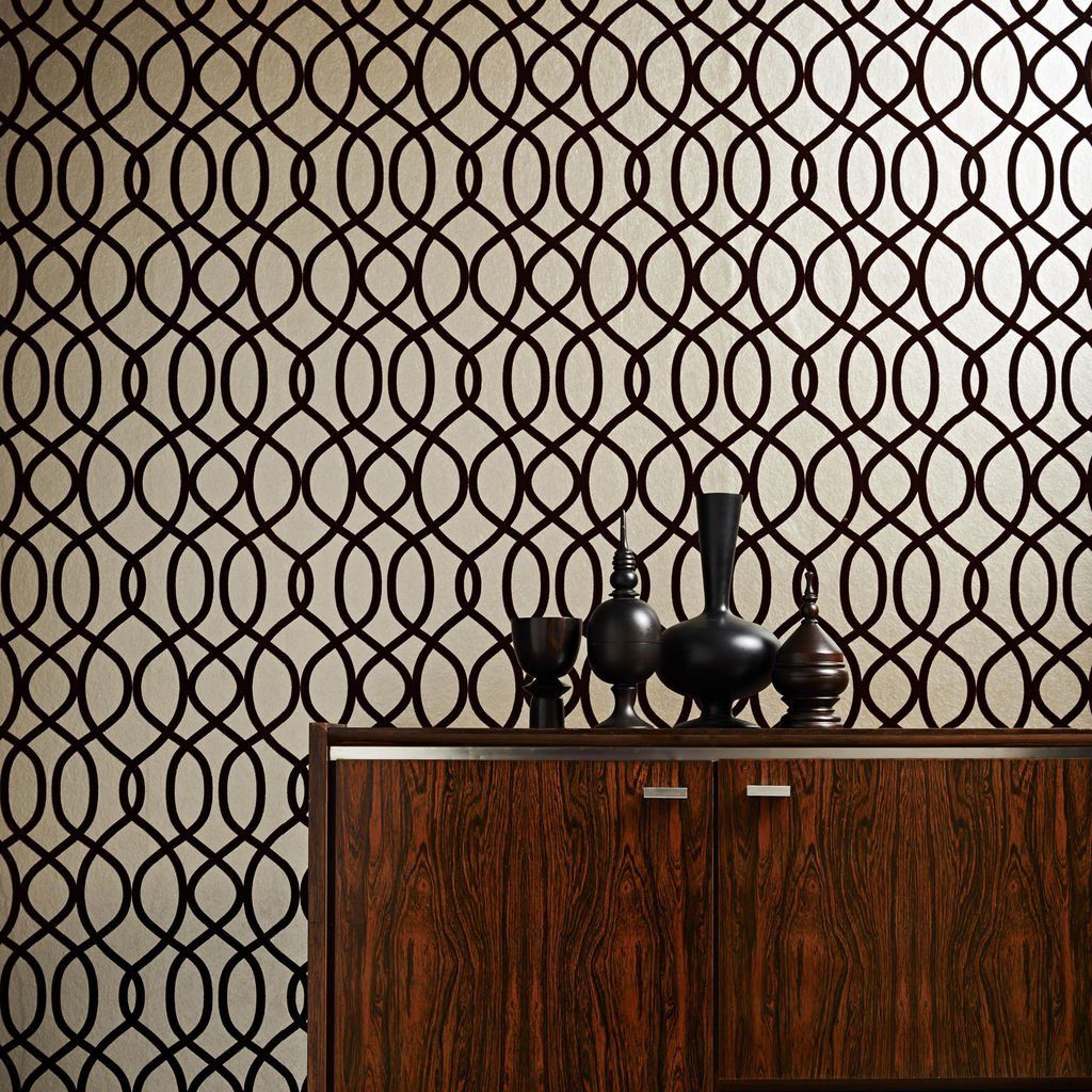 Wallpaper Repair — Geometric Flock Design in Murrieta, CA
