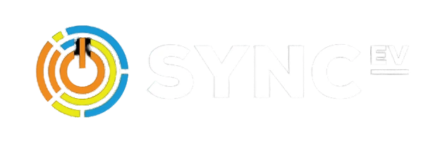 Un logo coloré avec un bouton d'alimentation au milieu.