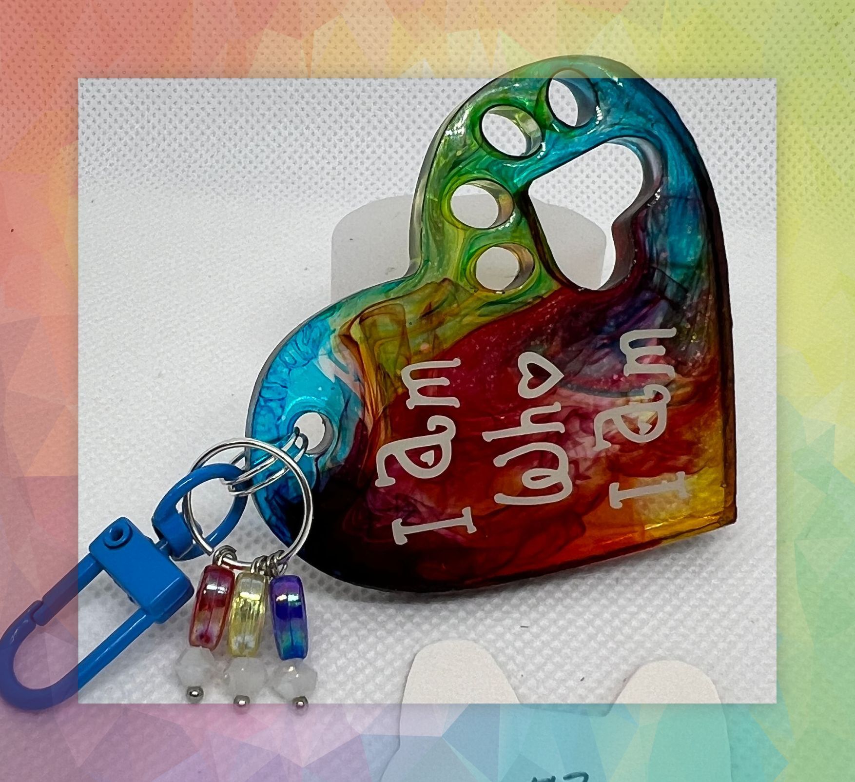 I Am Who I Am, heart keychain 6242