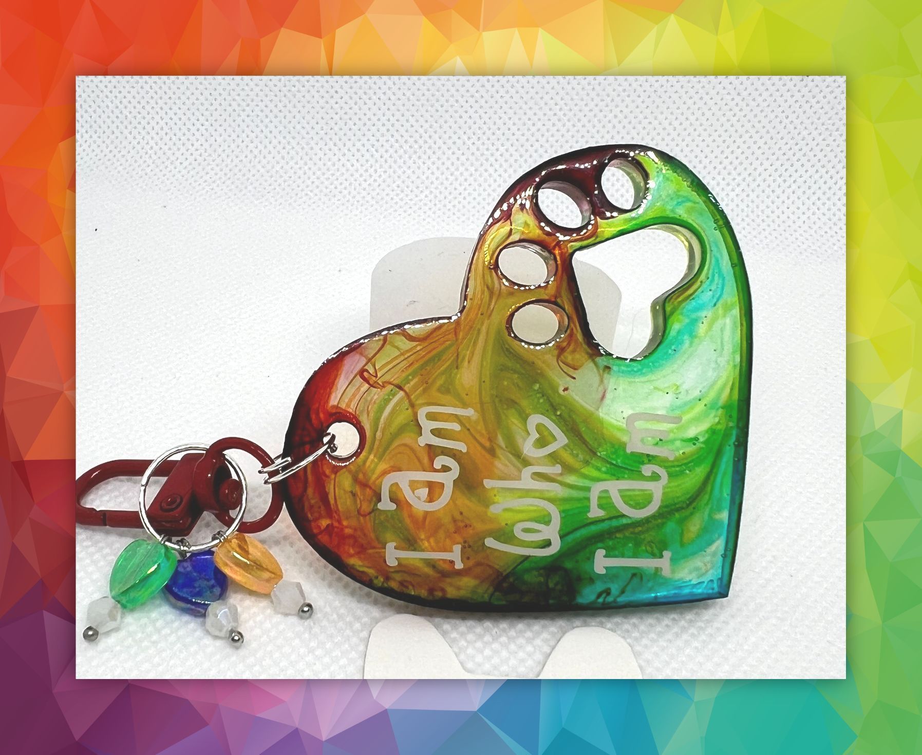 I Am Who I Am, heart keychain 6243