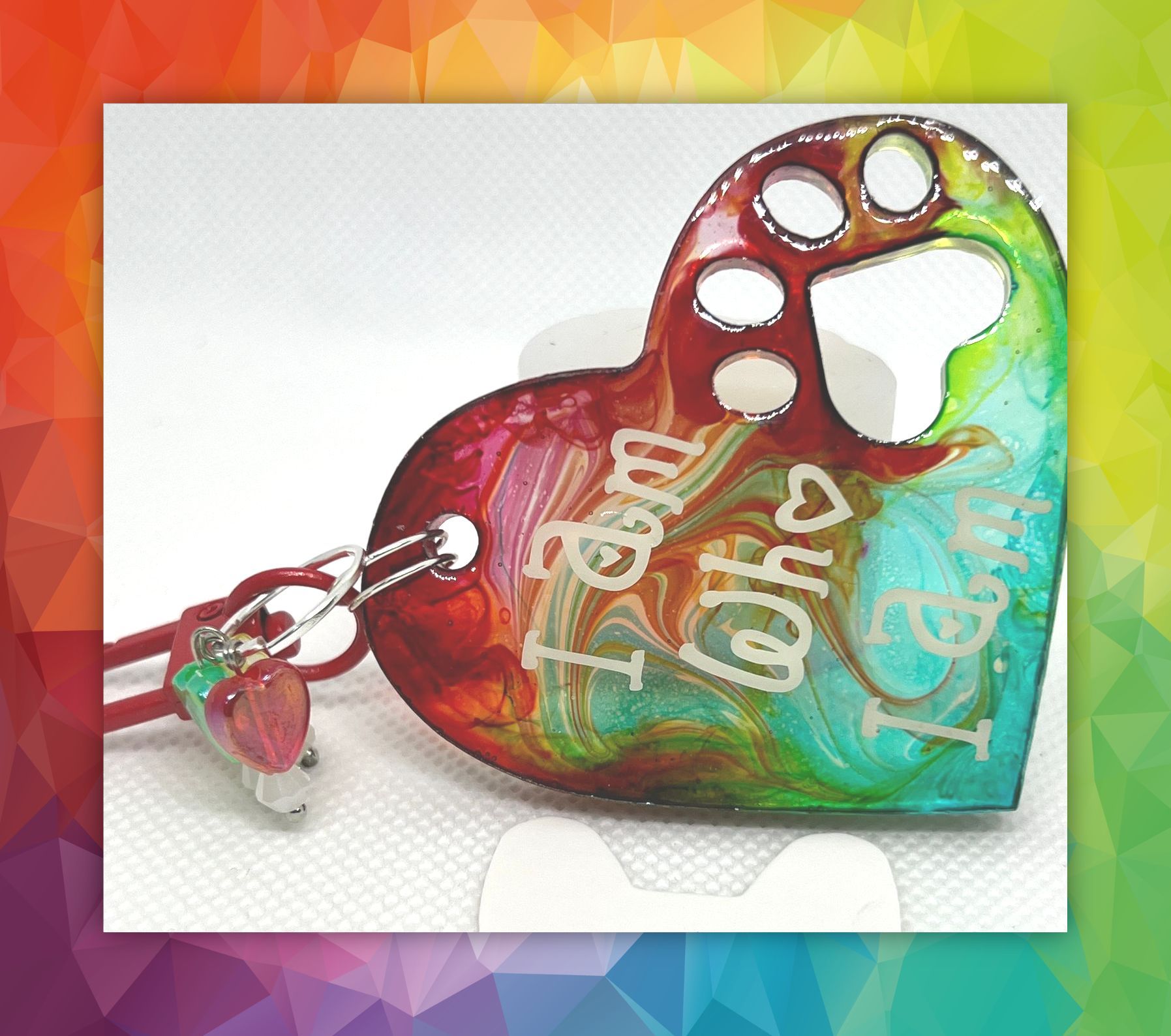 I Am Who I Am, heart keychain 6246