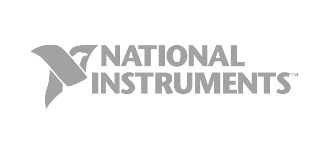 A black and white logo for national instruments on a white background.