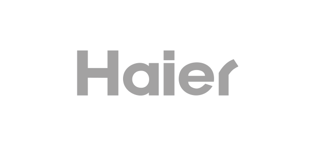 The haier logo is gray on a white background.