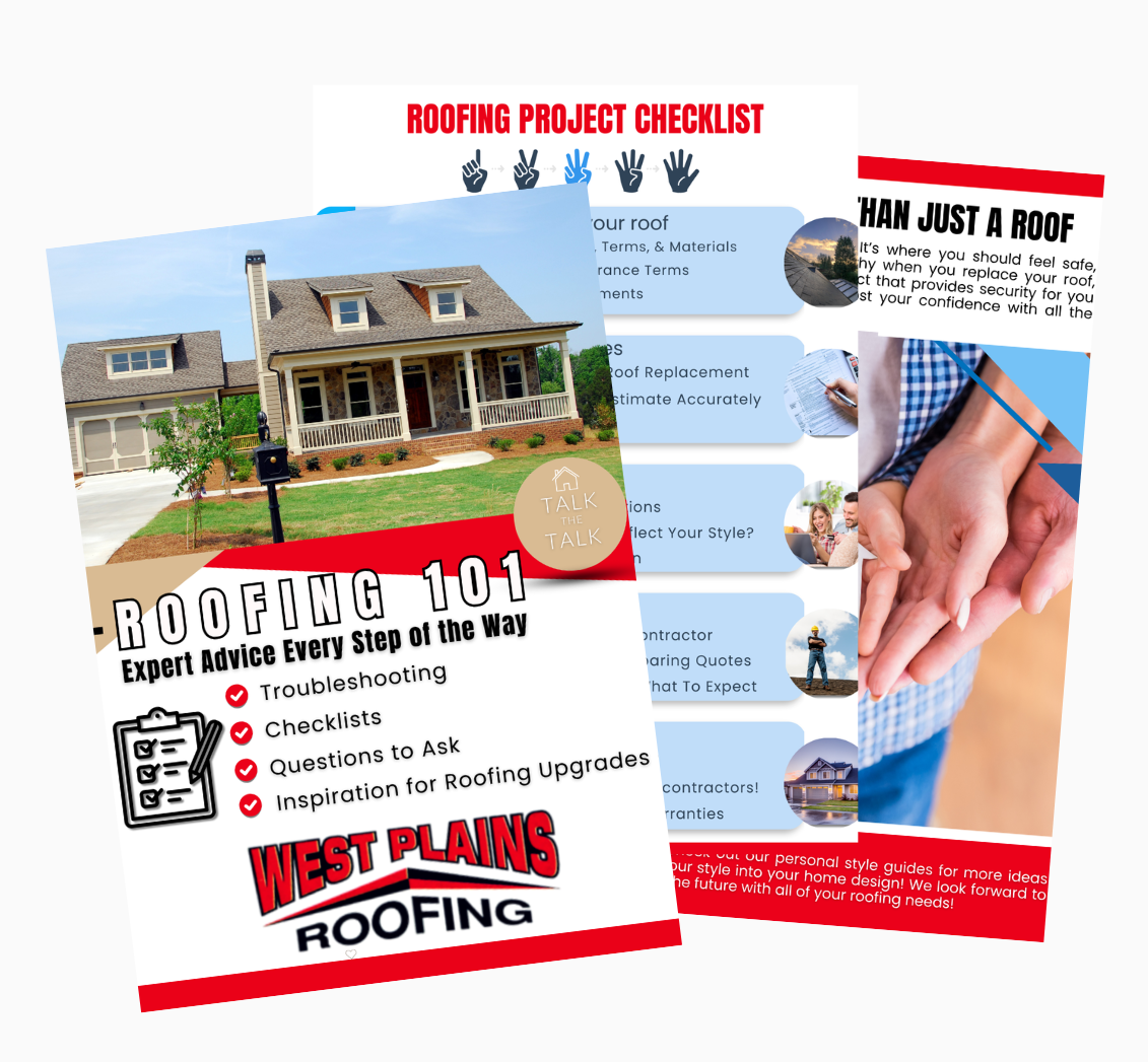 Three flyers for West Plains Roofing: