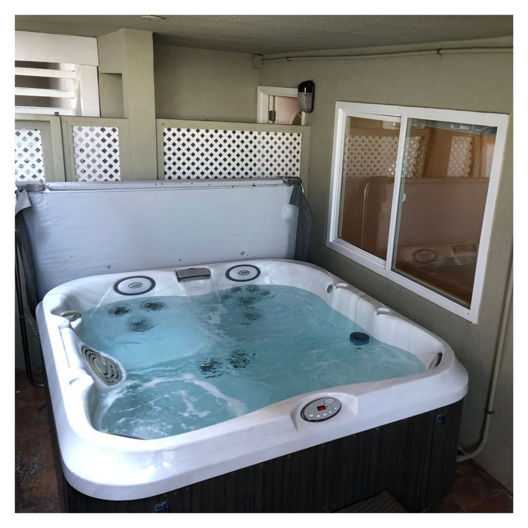 hot tub outside of a rental property