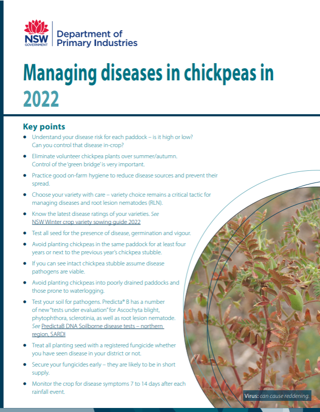 Managing Diseases in chickpeas in 2022