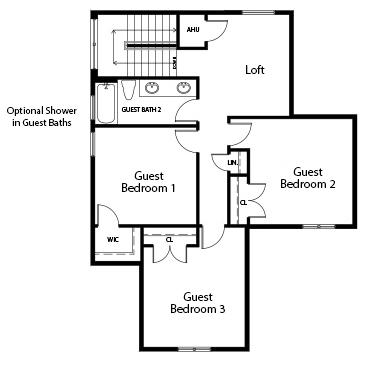 Home Model Series 3000 Second Floor Plan — Tampa, FL — Coastal Pointe