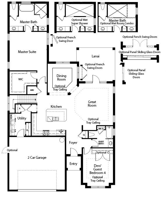 Home Model Series 2800 First Floor Plan — Tampa, FL — Coastal Pointe