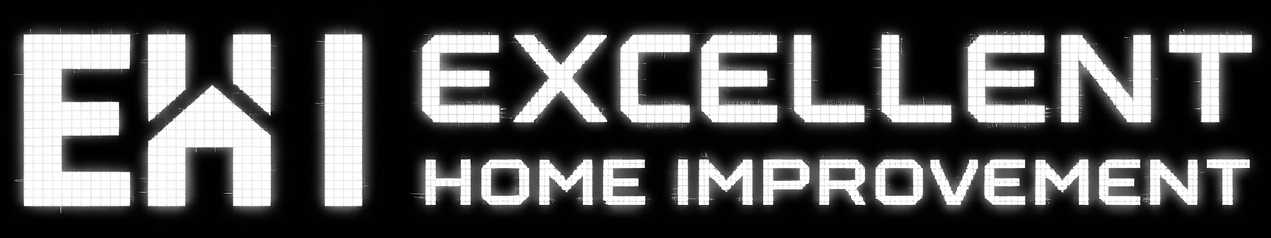 Logo for Excellent Home Improvement featuring a white EHI stylized text where the H is shaped like a house.