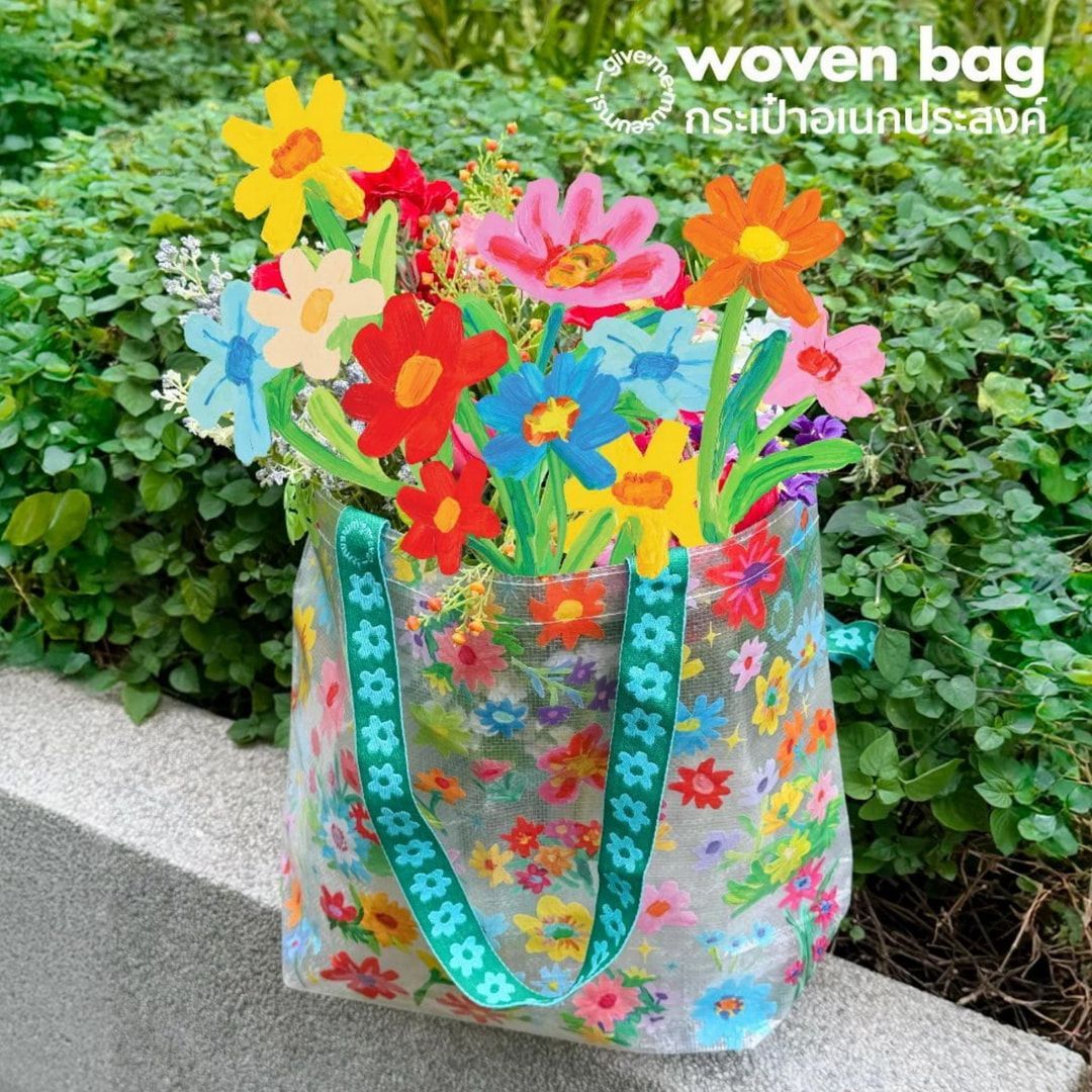 免運內有折扣碼 手創設計師 花花托特袋購物袋WOVEN
