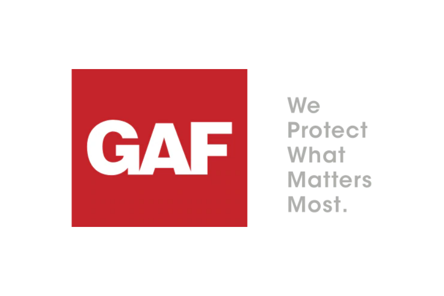 The gaf logo is red and white and says `` we protect what matters most ''.