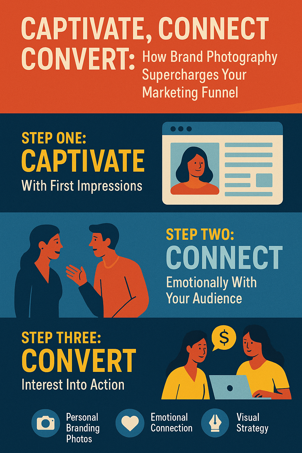 Captivate features a web page with a female portrait, symbolizing first impressions.