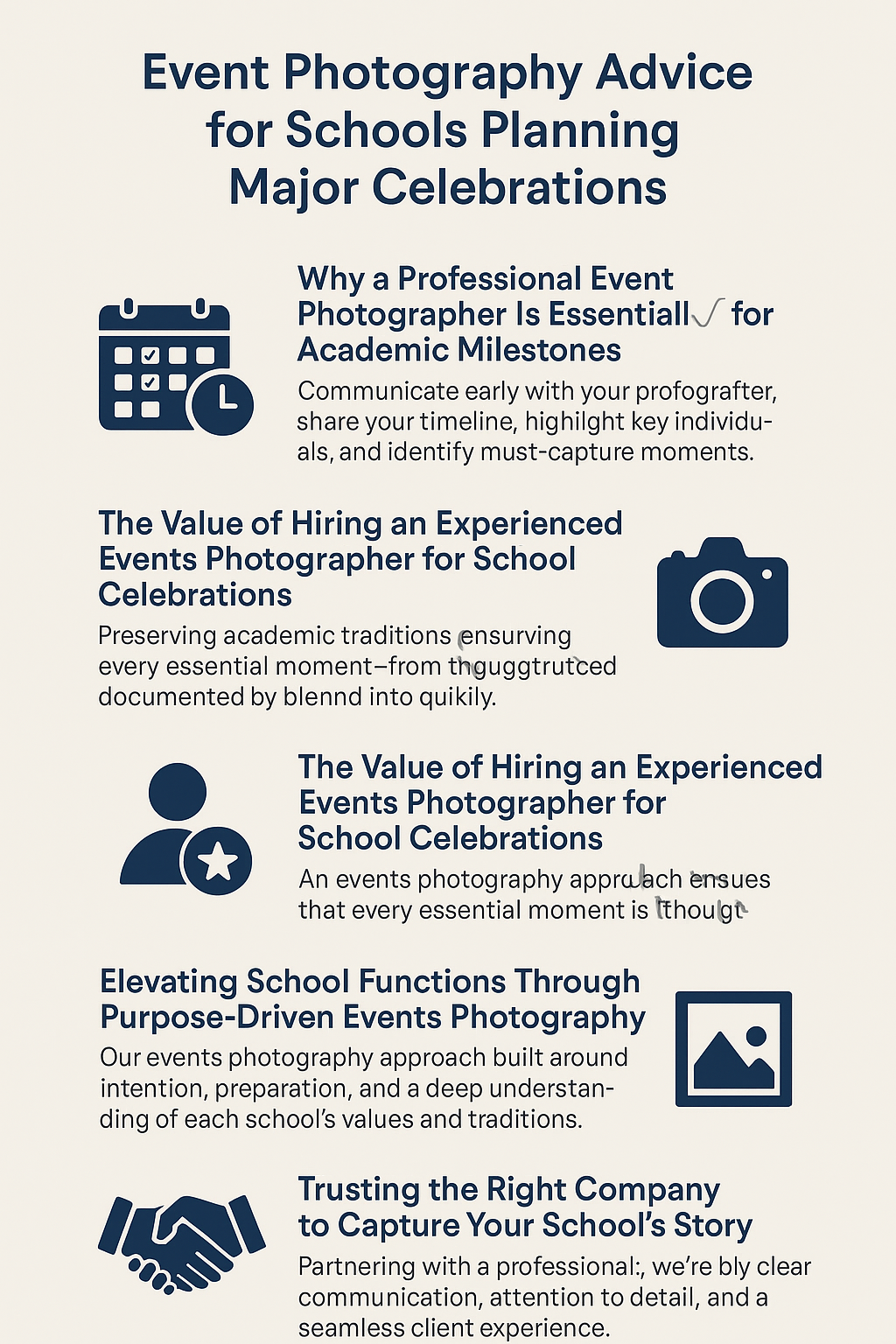 Why a Professional Event Photographer Is Essential for Academic Milestones – Represented by a calendar icon, emphasizing communication and preparation.