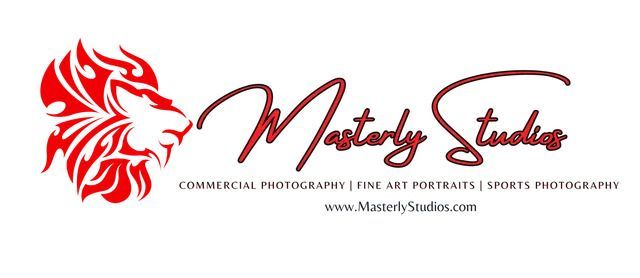 The logo for masterly studios has a lion on it.