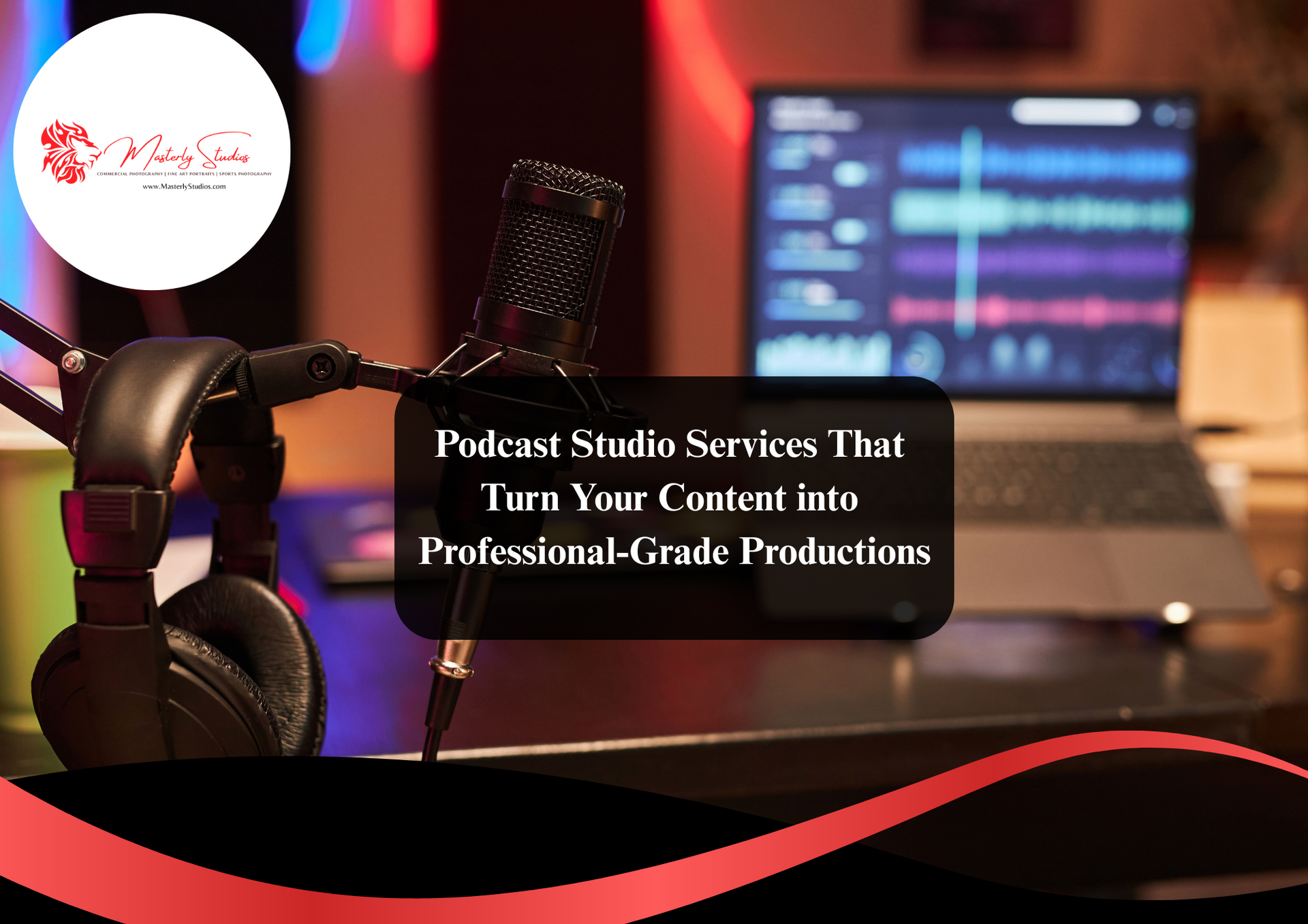 Professional podcast studio for recording and editing high-quality podcasts with modern audio tools.