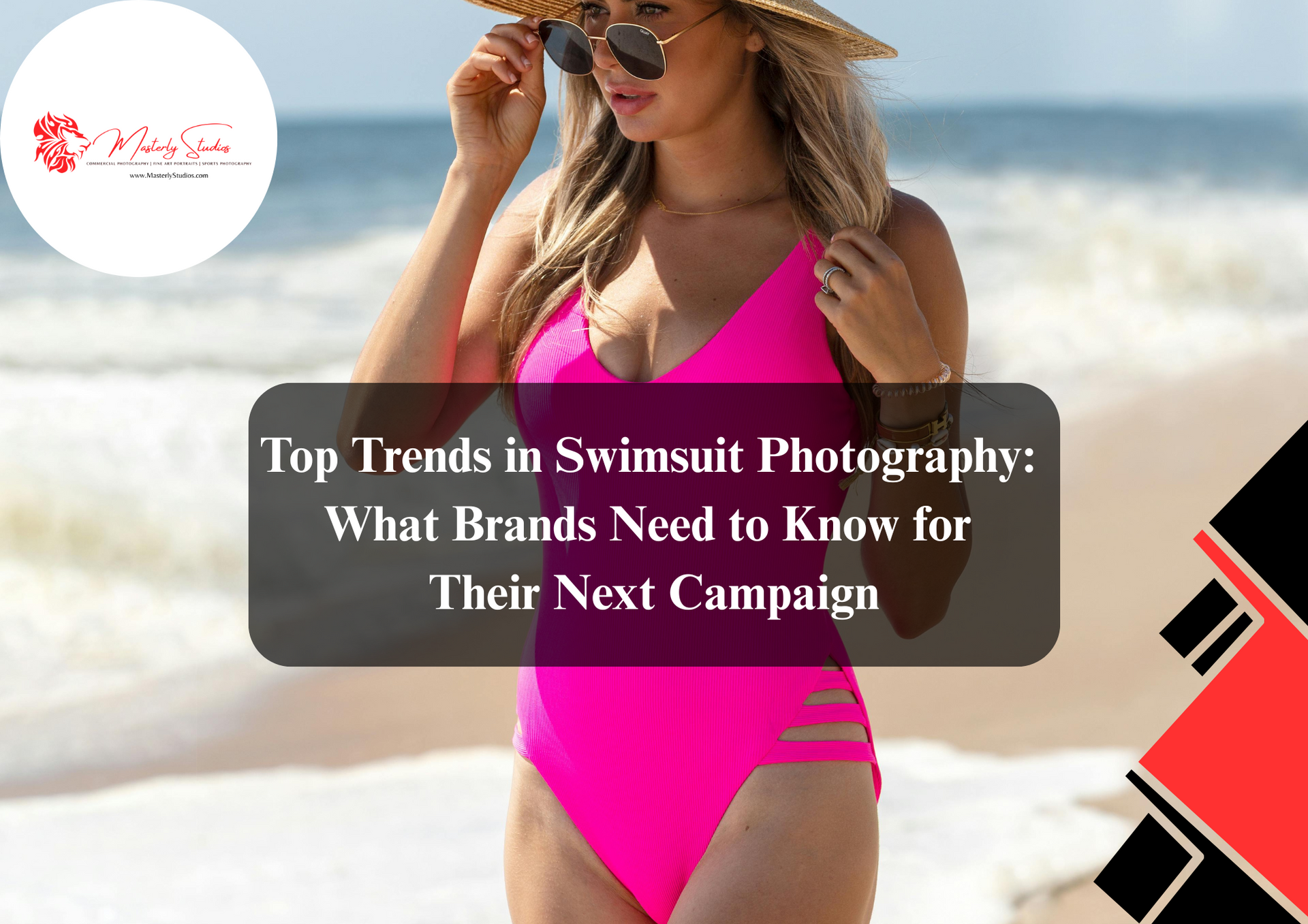 Model posing in a swimsuit during a beach photography shoot