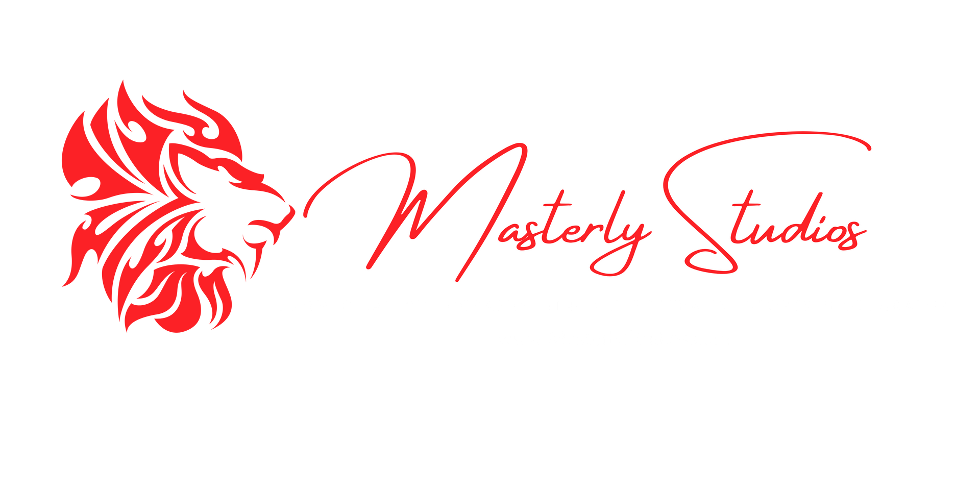 The logo for masterly studios has a red lion on it.