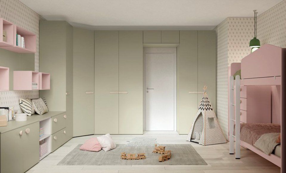 cameretta con pareti armadio