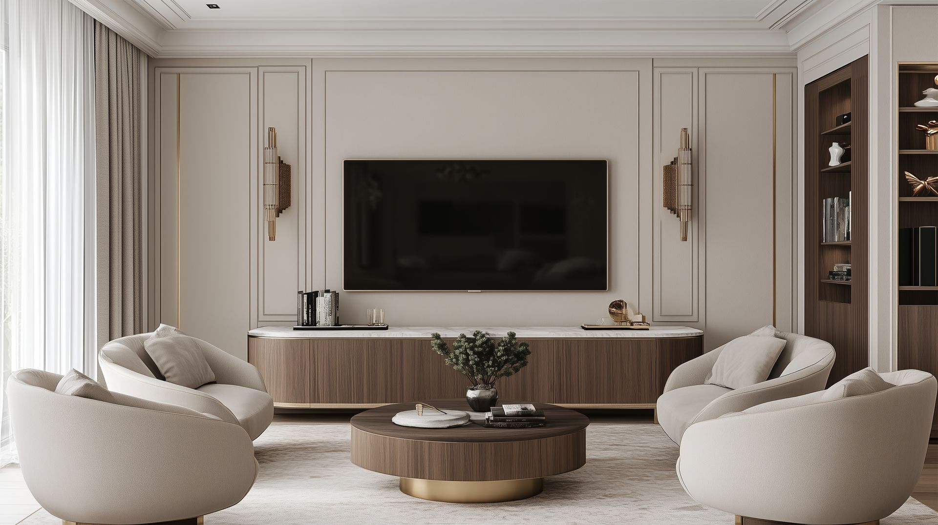 A living room filled with furniture and a flat screen tv.
