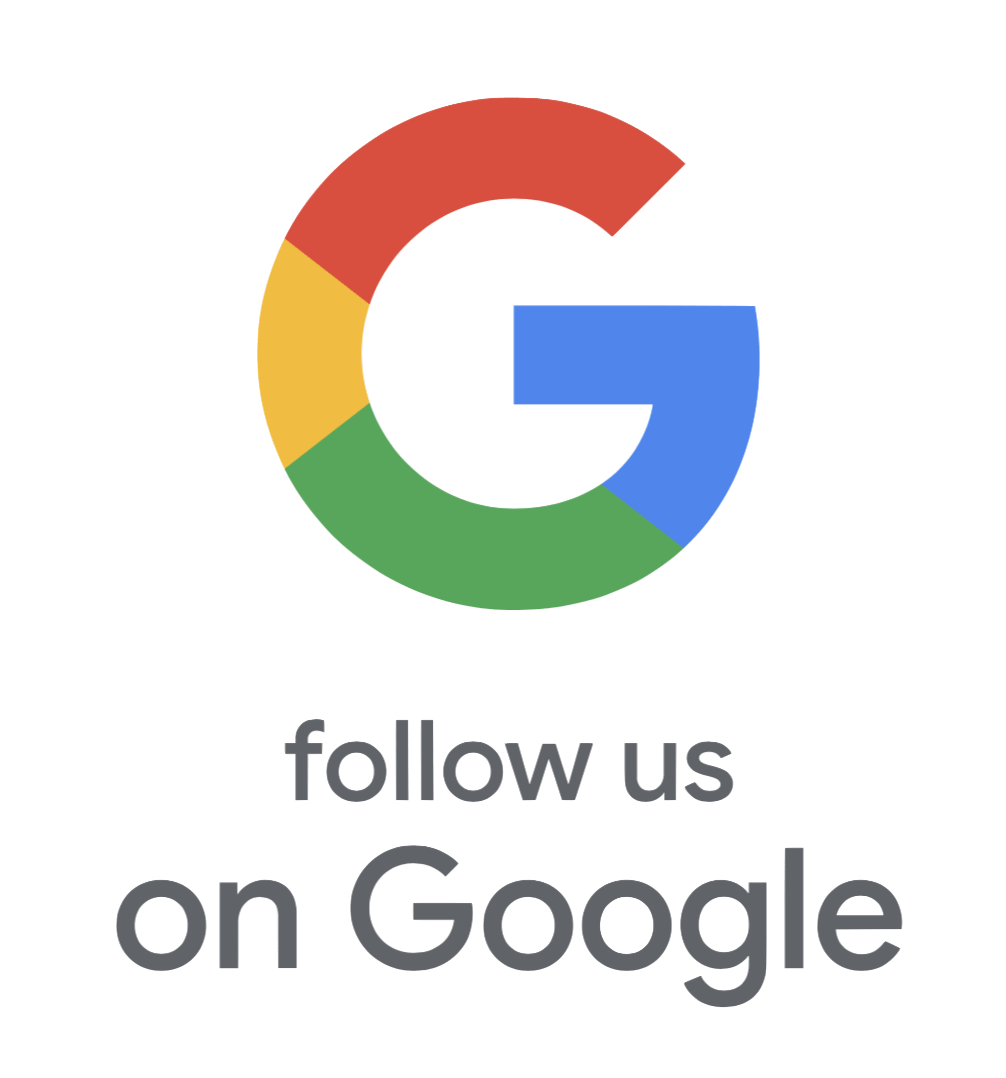 A google logo that says `` follow us on google ''.