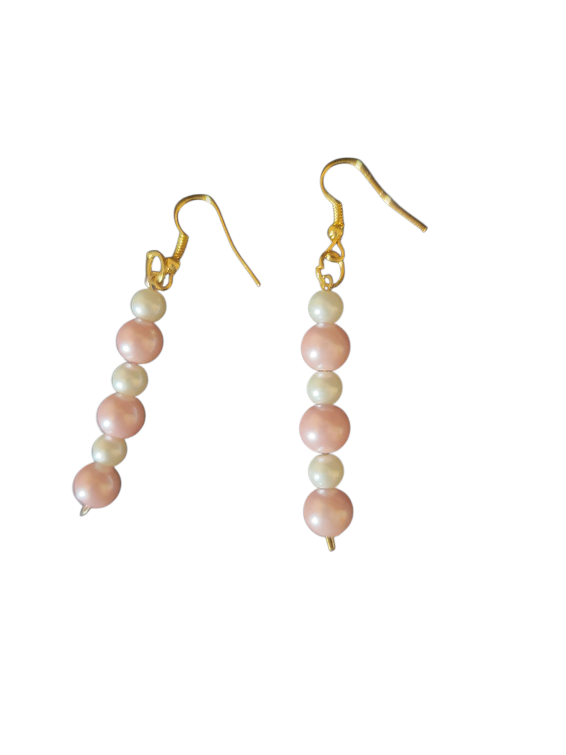 Pink and white round Bead Earrings