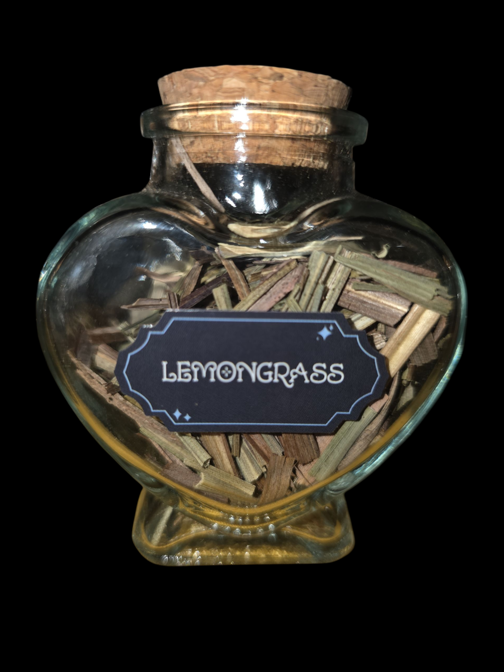 Heart bottle filled with Lemongrass